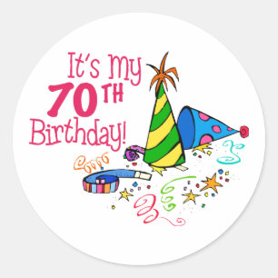 It's My 70th Birthday (Party Hats) Classic Round Sticker