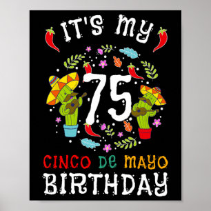 It's My 75th Birthday Cinco De Mayo Moustache Men Poster