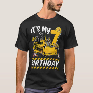 It's My 7 Th Birthday Excavator  Kids Construction T-Shirt