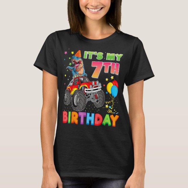 It's My 7th Birthday 7 Year Old Dinosaur Monster C T-Shirt (Front)