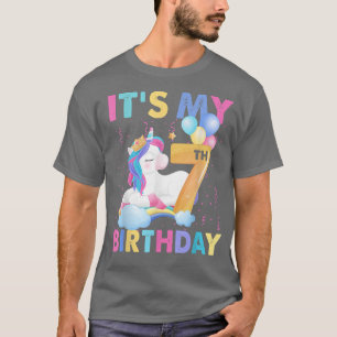 Its My 7th Birthday 7 Years Old Birthday Unicorn T T-Shirt