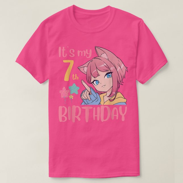 It's My 7th Birthday Anime Birthday Girl 7 Years O T-Shirt (Design Front)