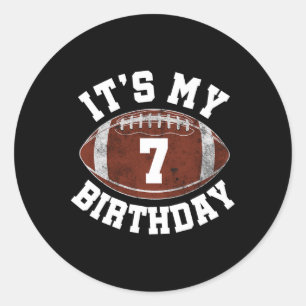 It's My 7th Birthday Boy 7 Year Old Football Playe Classic Round Sticker