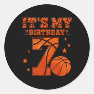 It's My 7th Birthday Boy Girl 7 Year Old Bysketbyl Classic Round Sticker