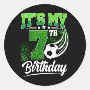 It's My 7th Birthday Boy Soccer Ll 7 Year Old Birt Classic Round Sticker