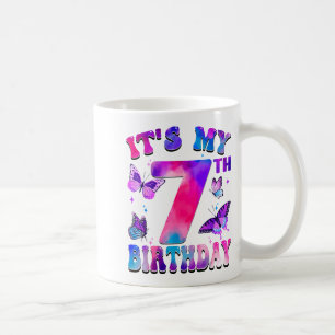 Its My 7th Birthday Butterfly Theme 7 Year Old Par Coffee Mug