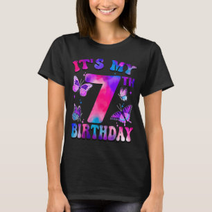 Its My 7th Birthday Butterfly Theme 7 Year Old Par T-Shirt