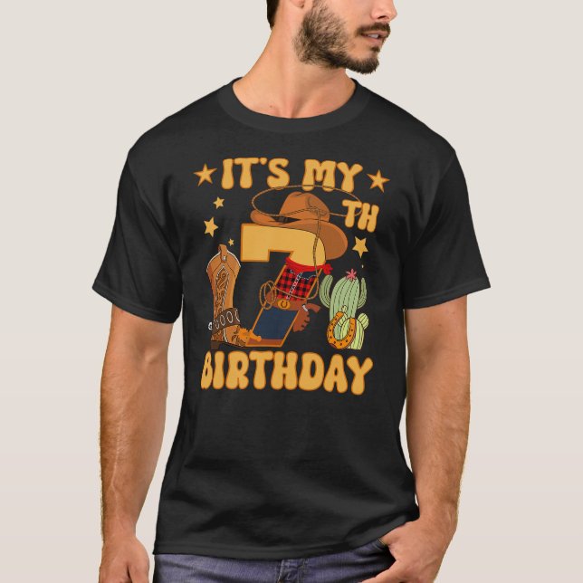 It's My 7th Birthday Cowboy Rodeo Horse 7 Year Old T-Shirt (Front)