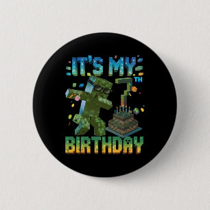 It's My 7th Birthday Gamer Pixel Number Birthday B 6 Cm Round Badge