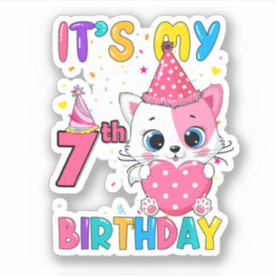 It'S My 7Th Birthday Girl Funny Cat