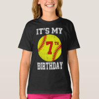 It's My 7th Birthday Girl Softball 7 Year Old