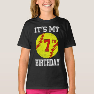 It's My 7th Birthday Girl Softball 7 Year Old T-Shirt