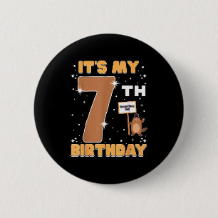 Its My 7th Birthday Groundhog Day 7 Years Old Girl 6 Cm Round Badge