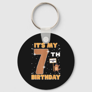 Its My 7th Birthday Groundhog Day 7 Years Old Girl Key Ring