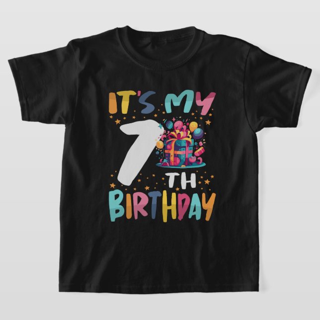 It's My 7th Birthday Happy Kids Birthday T-Shirt (Laydown)