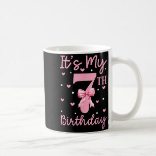 Its My 7th Birthday Kid Girl Coquette Bow 7 Years Coffee Mug