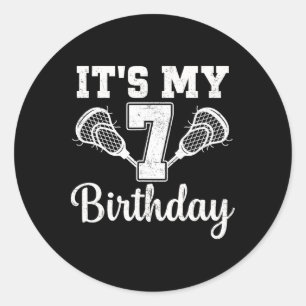 It's My 7th Birthday Lacrosse 7 Year Old Birthday Classic Round Sticker