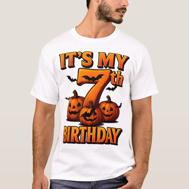 It'S My 7Th Birthday Pumpkins 7 Years Old T-Shirt (Front)