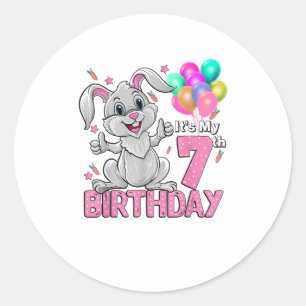 It's My 7th Birthday Rabbit 7th Birthday 7 Years O Classic Round Sticker