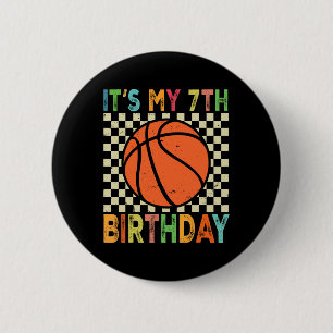 It's My 7th Birthday Sketll 7 Year Old Player Love 6 Cm Round Badge