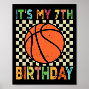 It's My 7th Birthday Sketll 7 Year Old Player Love Poster