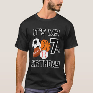 It's My 7th Birthday Soccer Bysketbyll Bysebyll Fo T-Shirt