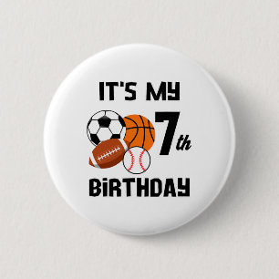 It's My 7th Birthday Soccer Sketll Sell Footll 6 Cm Round Badge