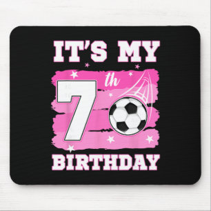 It's My 7th Birthday Soccer Theme 7 Year Old Girl Mouse Mat
