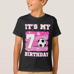 It's My 7th Birthday Soccer Theme 7 Year Old Girl T-Shirt