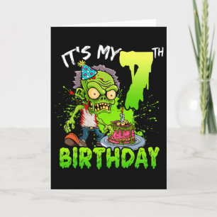 It's My 7th Birthday Zombie Lover 7 Year Old Boys Card