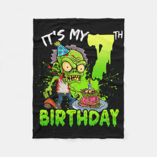 It's My 7th Birthday Zombie Lover 7 Year Old Boys Fleece Blanket
