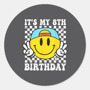 It's My 8th Birthday 8 Years Old Boys Bruh I'm 8 E Classic Round Sticker