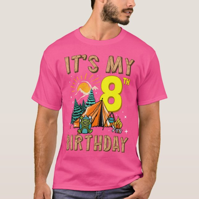 It'S My 8Th Birthday Camper 8 Year Old Camping Boy T-Shirt (Front)