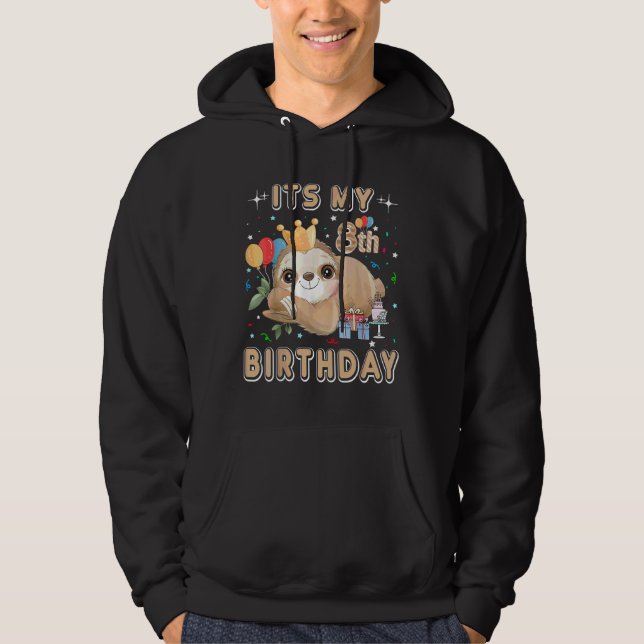 Its My 8th Birthday For Girls Sloth Birthday Costu Hoodie (Front)