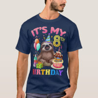 Its My 8th Birthday For Girls Sloth Birthday Costu