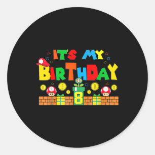 Its My 8th Birthday Game Gaming Dad And Mum Family Classic Round Sticker