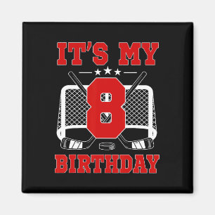 It's My 8th Birthday Girl Ice Hockey Theme 8 Year  Magnet