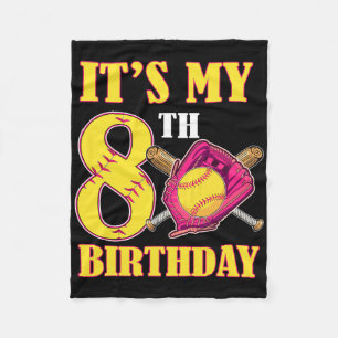 It's My 8th Birthday Girl Softll Theme 8 Years Old Fleece Blanket