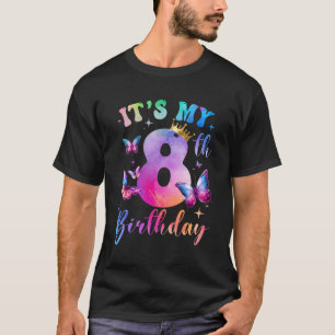 Its My 8th Birthday Girls Butterfly Theme Party 8 T-Shirt