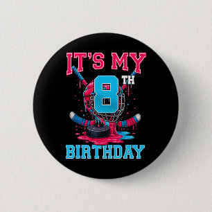 It's My 8th Birthday Hockey 8 Year Old Ice Cream D 6 Cm Round Badge
