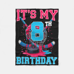 It's My 8th Birthday Hockey 8 Year Old Ice Cream D Fleece Blanket