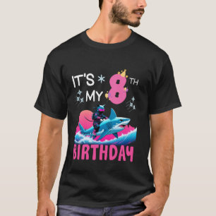 It's My 8th Birthday Ninja Cat Riding Shark 8 Year T-Shirt