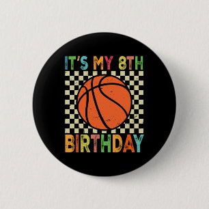 It's My 8th Birthday Sketll 8 Year Old Player Love 6 Cm Round Badge
