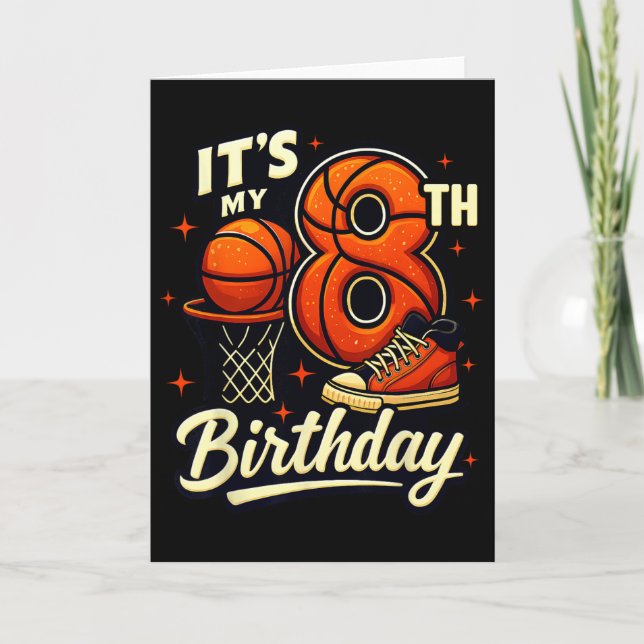 It's My 8th Birthday Sketll Lover 8 Years Old Bday Card (Front)