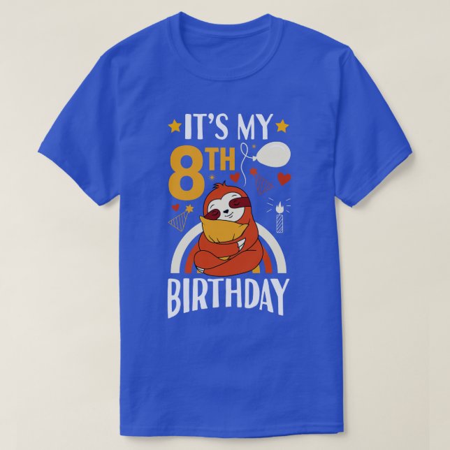 Its My 8th Birthday Sloth T-Shirt (Design Front)