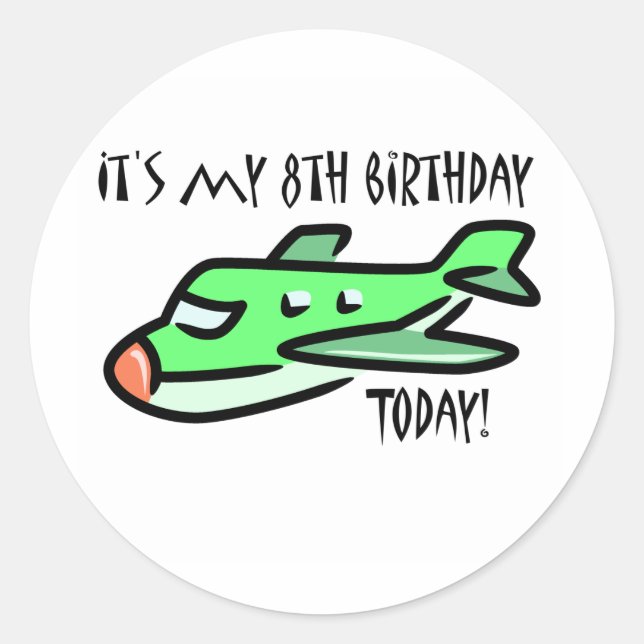 It's My 8th Birthday Today Classic Round Sticker (Front)