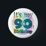 It's my 90th Birthday (Blue) 3 Cm Round Badge<br><div class="desc">Blue it's my 90th birthday button</div>