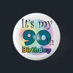 It's my 90th Birthday (Blue) 3 Cm Round Badge<br><div class="desc">Blue it's my 90th birthday button</div>