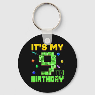 It's My 9th Birthday 9 Year Old Boy Gamer Pixel Nu Key Ring
