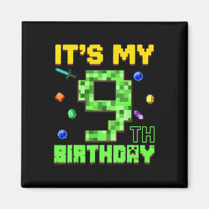 It's My 9th Birthday 9 Year Old Boy Gamer Pixel Nu Magnet